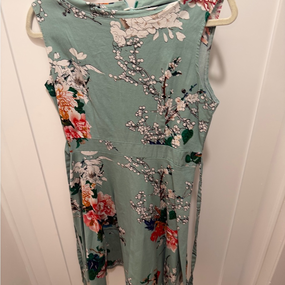 Floral Dress in Mint Green and Multicolor